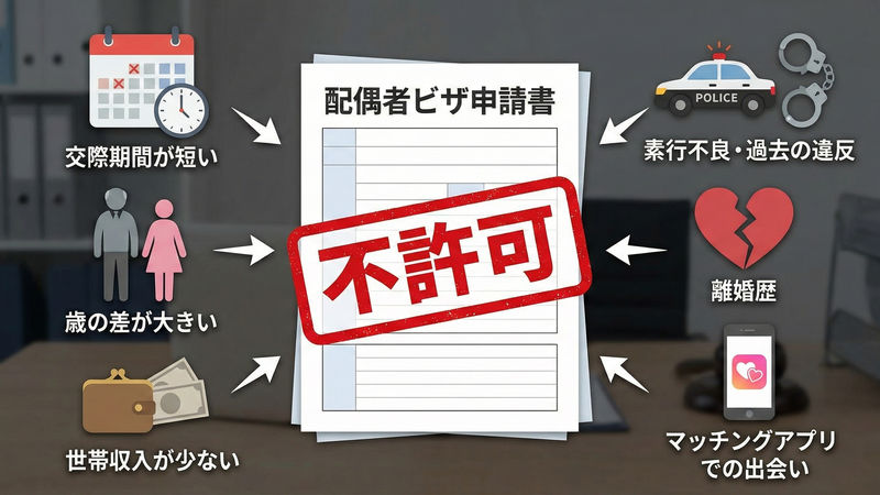 配偶者ビザが不許可になりやすい事例